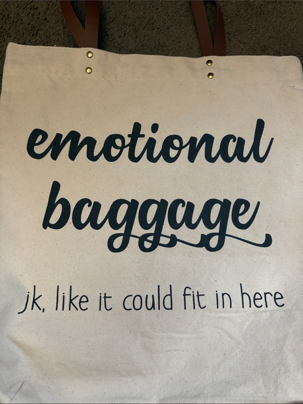 Emotional Baggage Canvas Tote Bag - Cream with Black Print